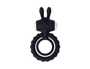 JOS GOOD BUNNY, Penis vibrating ring, silicone, black, 9cm - image 2