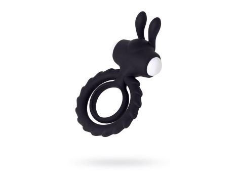 JOS GOOD BUNNY, Penis vibrating ring, silicone, black, 9cm