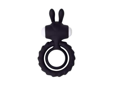 JOS GOOD BUNNY, Penis vibrating ring, silicone, black, 9cm - 2