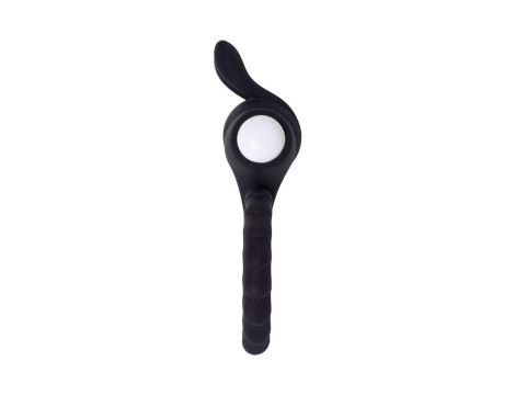 JOS GOOD BUNNY, Penis vibrating ring, silicone, black, 9cm - 4