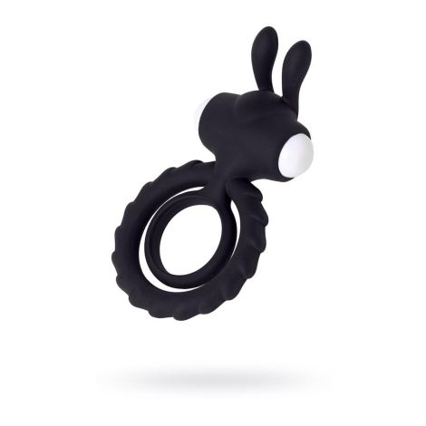 JOS GOOD BUNNY, Penis vibrating ring, silicone, black, 9cm