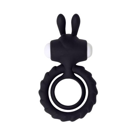 JOS GOOD BUNNY, Penis vibrating ring, silicone, black, 9cm - 2