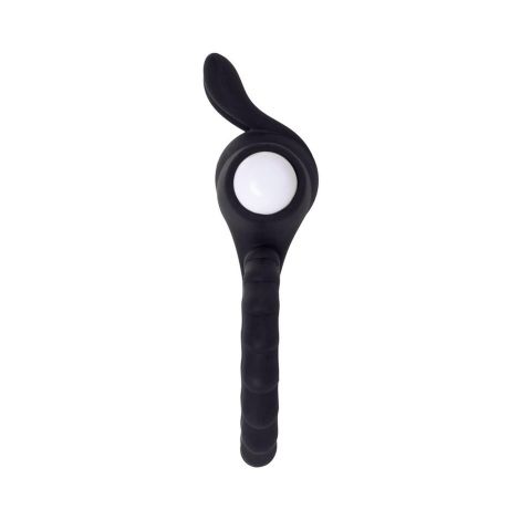 JOS GOOD BUNNY, Penis vibrating ring, silicone, black, 9cm - 4