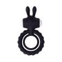 JOS GOOD BUNNY, Penis vibrating ring, silicone, black, 9cm - 3