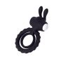 JOS GOOD BUNNY, Penis vibrating ring, silicone, black, 9cm - 4