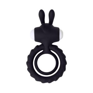 JOS GOOD BUNNY, Penis vibrating ring, silicone, black, 9cm - image 2