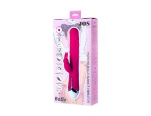 JOS BALLE, Vibrator with clitoral stimulator with moving balls, silicone, pink, 23 cm - image 2