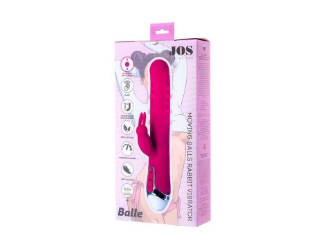 JOS BALLE, Vibrator with clitoral stimulator with moving balls, silicone, pink, 23 cm - 2