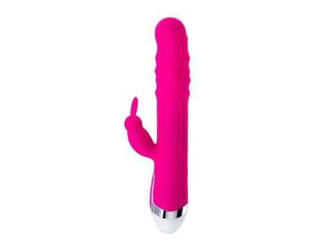 JOS BALLE, Vibrator with clitoral stimulator with moving balls, silicone, pink, 23 cm - 4