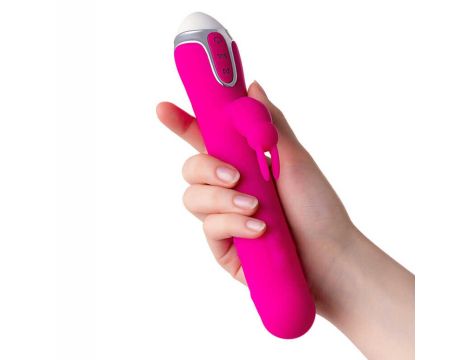 JOS BALLE, Vibrator with clitoral stimulator with moving balls, silicone, pink, 23 cm - 8