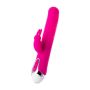 JOS BALLE, Vibrator with clitoral stimulator with moving balls, silicone, pink, 23 cm - 8