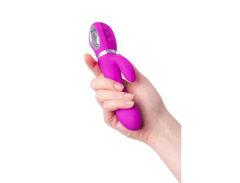 JOS JOLY, Vibrator with clitoral stimulator with WOW mode, silicone, fuchsia, 19.6 cm - 8