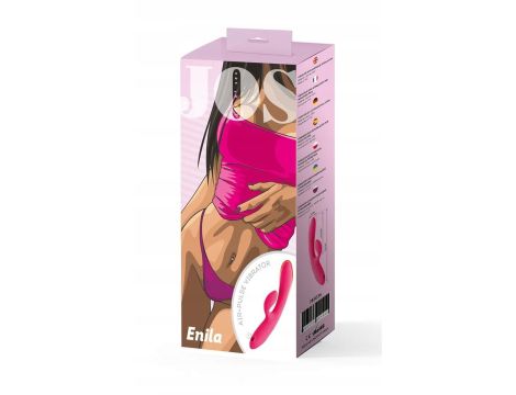 JOS Vibrator with vacuum wave stimulation Enila, silicone, pink, 23 cm