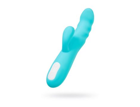 JOS Vibrator-rotator with clitoral stimulation JOS MERRY-SWI, silicone, blue, 20.7 cm