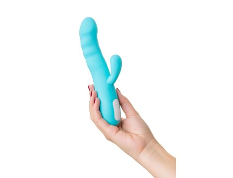 JOS Vibrator-rotator with clitoral stimulation JOS MERRY-SWI, silicone, blue, 20.7 cm - 7