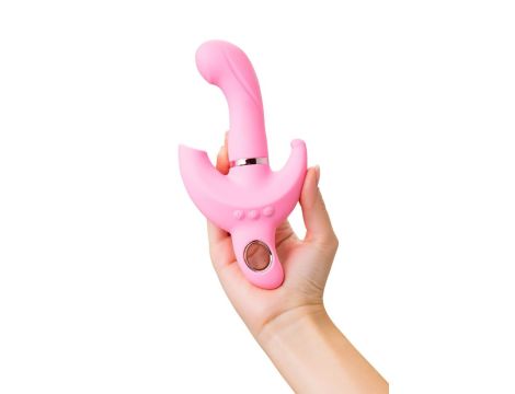 JOS Vibrator with clitoral stimulator JOS Twistme, silicone, pink, 19.5 cm - 8