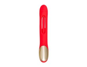 JOS Vibrator with clitoral stimulator Patti with moving tongue, silicone, red, 24 cm - image 2