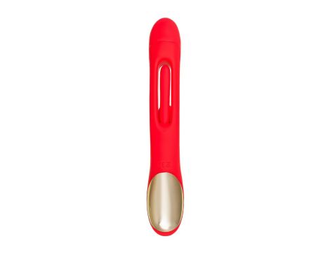 JOS Vibrator with clitoral stimulator Patti with moving tongue, silicone, red, 24 cm - 2