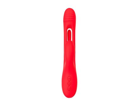 JOS Vibrator with clitoral stimulator Patti with moving tongue, silicone, red, 24 cm - 3