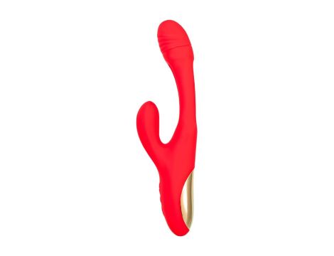 JOS Vibrator with clitoral stimulator Patti with moving tongue, silicone, red, 24 cm - 4