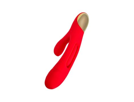 JOS Vibrator with clitoral stimulator Patti with moving tongue, silicone, red, 24 cm - 5