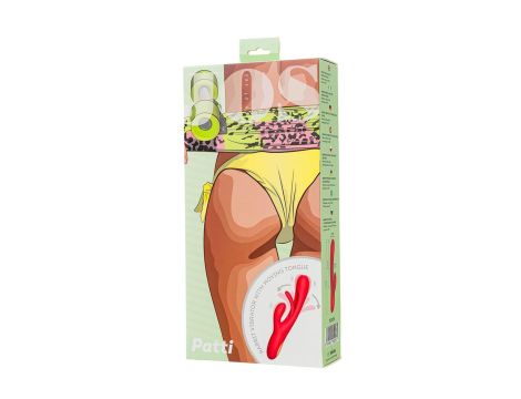 JOS Vibrator with clitoral stimulator Patti with moving tongue, silicone, red, 24 cm - 9