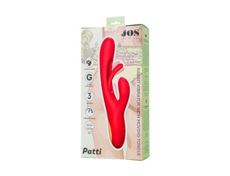 JOS Vibrator with clitoral stimulator Patti with moving tongue, silicone, red, 24 cm - 10