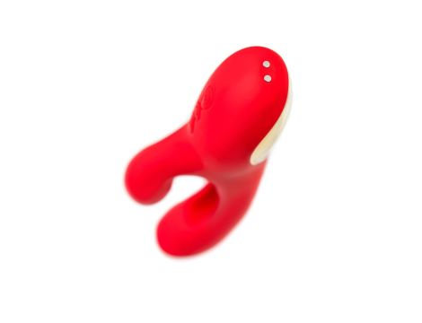 JOS Vibrator with clitoral stimulator Patti with moving tongue, silicone, red, 24 cm - 12