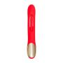 JOS Vibrator with clitoral stimulator Patti with moving tongue, silicone, red, 24 cm - 3