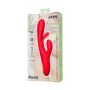 JOS Vibrator with clitoral stimulator Patti with moving tongue, silicone, red, 24 cm - 11