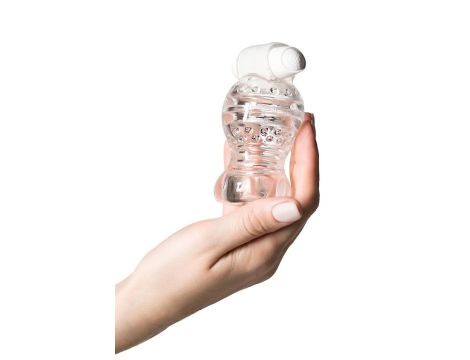 Lingam Shakti, Vibrating Masturbator, TPE, Transparent, 9 cm - 6