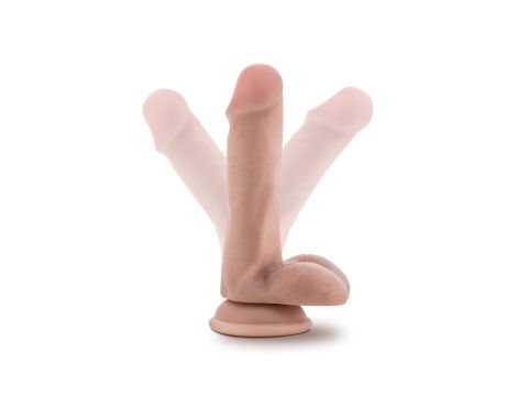 DR. SKIN PLUS  6 INCH POSABLE DILDO WITH BALLS  VANILLA - 3