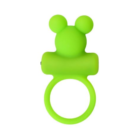 Cock ring A-Toys with vibro bullet; green - 2