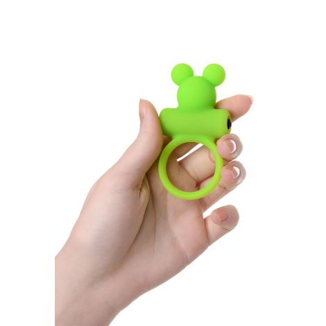 Cock ring A-Toys with vibro bullet; green - 4