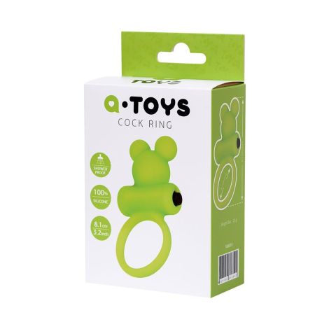 Cock ring A-Toys with vibro bullet; green - 5