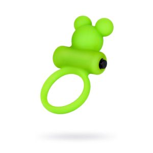 Cock ring A-Toys with vibro bullet; green