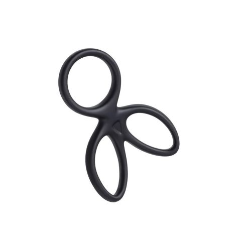 A-TOYS Triple penis ring KRAKEN, silicone, black, 10 cm - 3