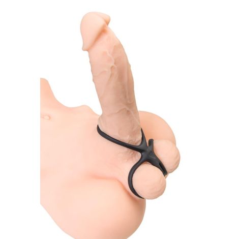 A-TOYS Triple penis ring KRAKEN, silicone, black, 10 cm - 6