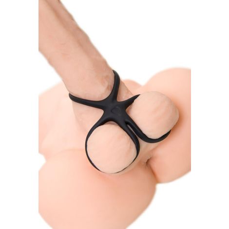 A-TOYS Triple penis ring KRAKEN, silicone, black, 10 cm - 7