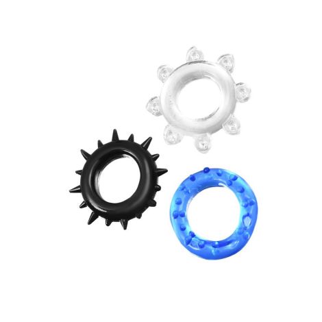 A-TOYS, Cockrings set, 3 pcs.Mix color, TPE, O 3 cm