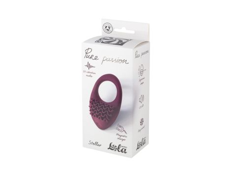 Rechargeable Vibro cockring Pure Passion Stellar Wine Red