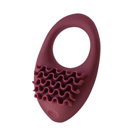 Rechargeable Vibro cockring Pure Passion Stellar Wine Red - 2