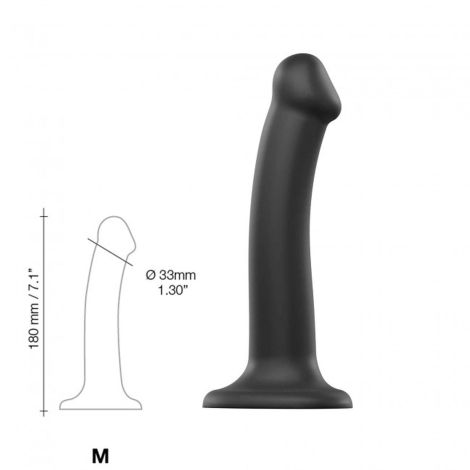 SEMI-REALISTIC DUAL DENSITY BENDABLE DILDO BLACK - M - 3