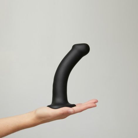 SEMI-REALISTIC DUAL DENSITY BENDABLE DILDO BLACK - M - 5