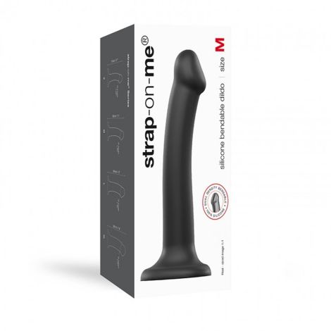 SEMI-REALISTIC DUAL DENSITY BENDABLE DILDO BLACK - M - 8