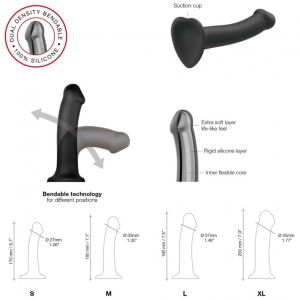 SEMI-REALISTIC DUAL DENSITY BENDABLE DILDO BLACK - M - image 2