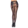 Woven bow crotchless pantyhose Black - 2